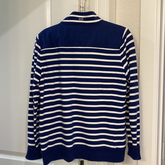 Vineyard Vines striped navy pullover. 1/4 zip - Picture 4 of 5